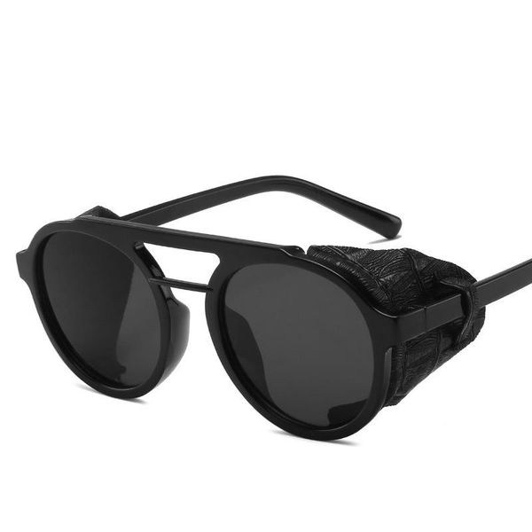 

sunglasses punk round for men the sun shades with leather, White;black