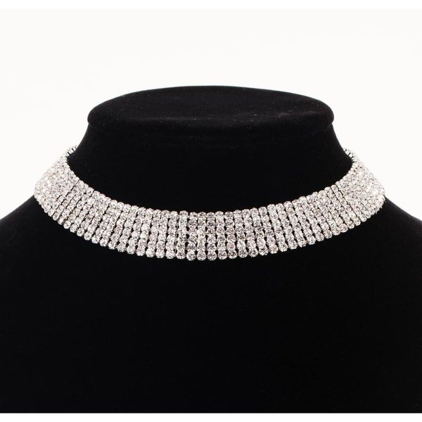 

accessories wholes fashion wedding jewelry sparkling rhinestone crystal choker necklace set charm silver plated bridal jewelry new year 9qf, Black