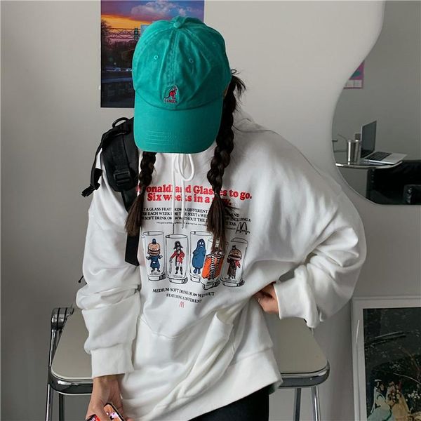 

women's sweatshirts japanese harajuku ulzzang vintage loose ins lazy cartoon sweatshirt female korean kawaii clothing for women, Black
