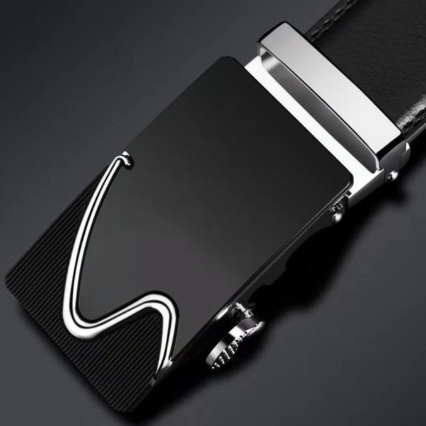 

men's leather automatic buckle belt belt young middle-aged business versatile pure cowhide belt,pp11,ing, Black;brown