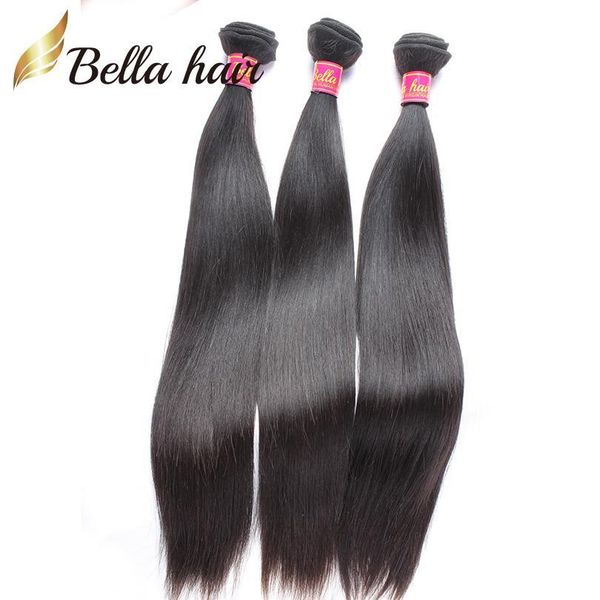 

bella hair virgin hair 3 bundles 8"-30" straight indian human hair weaves extensions double weft natural color ing, Black