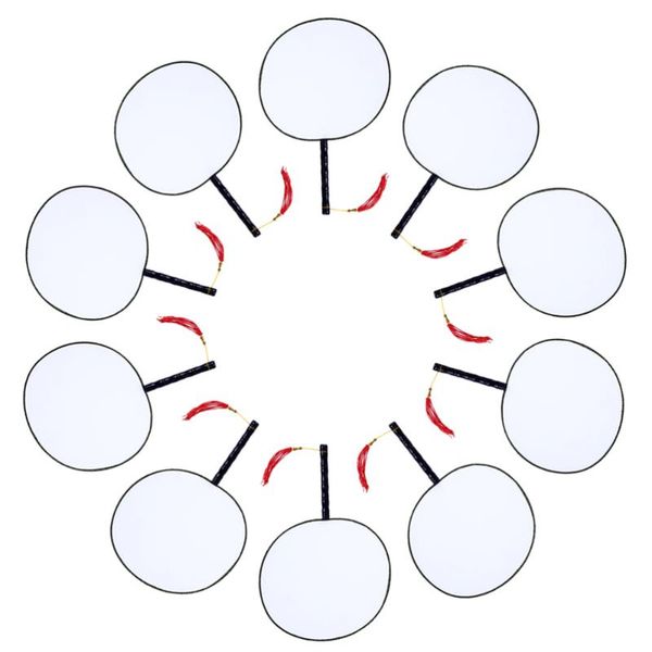 

10pcs white chinese hand silk cloth fan painting diy white round held fan kindergarten creative art material