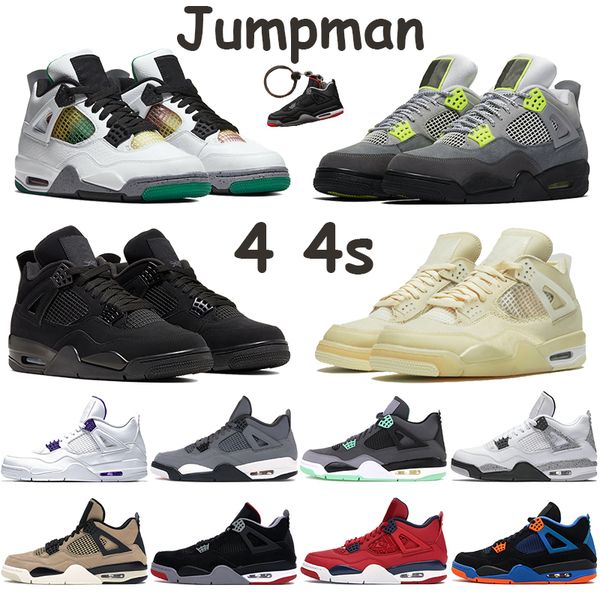 

black cat 2020 mens basketball shoes jumpman 4 4s rasta metallic purple se neon white black cement bred sail lava men sneake