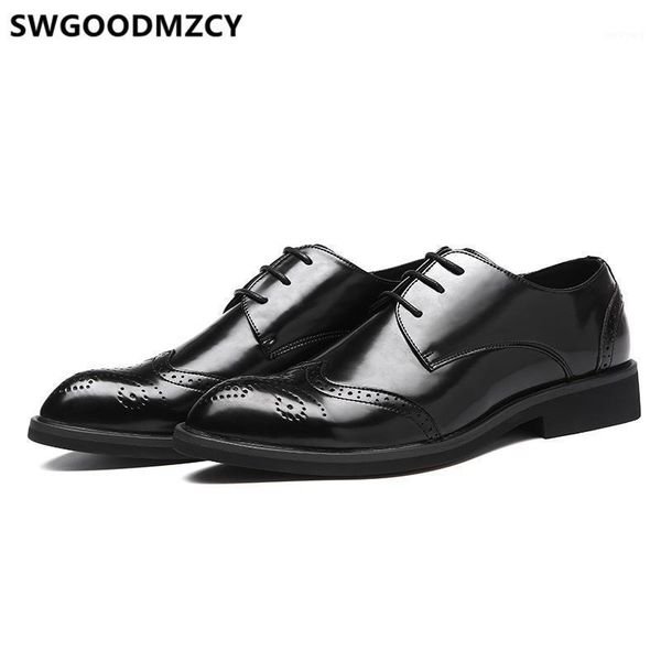 

brogue shoes men formal evening dress men leather dress shoes italian brand men's 2020 wedding guest coiffeur1, Black