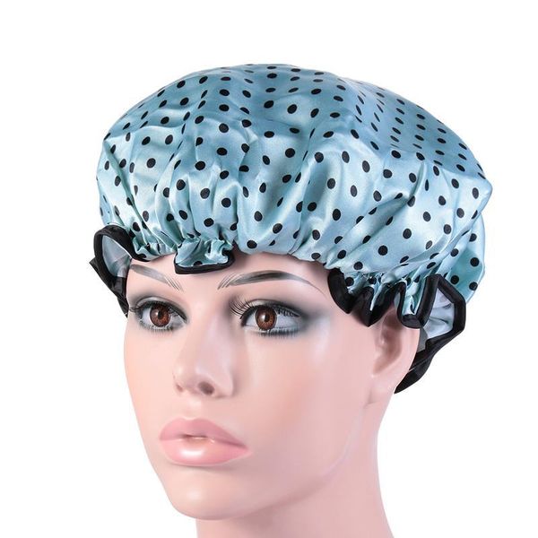 

1pc thick double layer shower cap hair cover women leopard printing waterproof bath hat elastic shower caps bathroom acc qylwtq