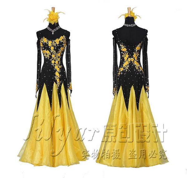 

modern skirt show dress dress social skirt black thin yellow embroidered diamond1, Black;red