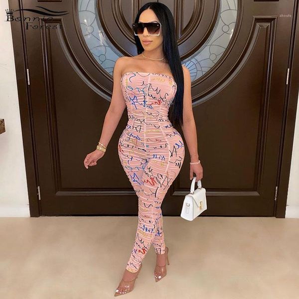 

beyprern strapless graffiti print ruched jumpsuit romper summer womens sleeveless off shoulder party jumpsuit rave outfits1, Black;white