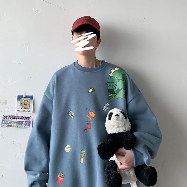 

2021 new funny printed men hoodies autumn cartoon men's korean sweatshirts 6 colors man harajuku casual pullovers iyrm, Black