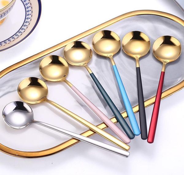 

304 stainless steel spoon household round spoon creative dessert coffee stirring spoons feeding spoon dinnerware set jlluyb trustbde