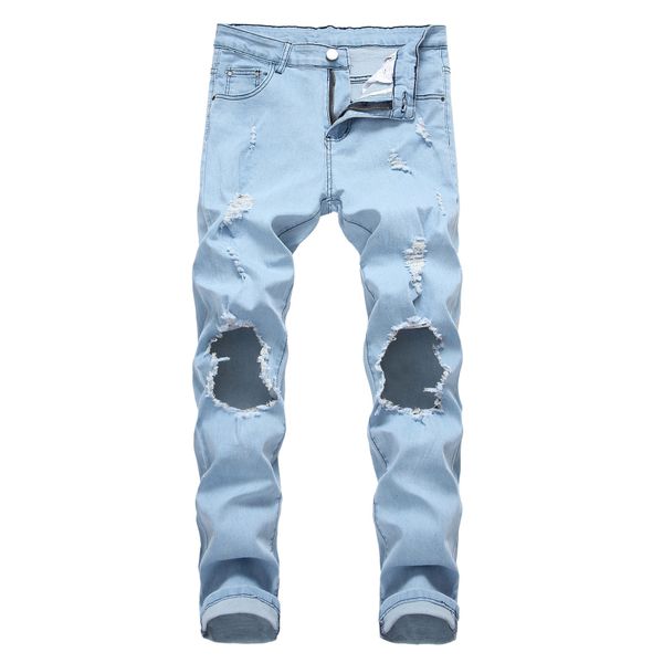 

men's black jeans business fashion style stretch casual pants new 2021, Blue
