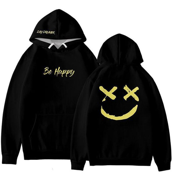 

3d hoodies pullover be happy smile face printed fashion hip hop men women hoodie hoody sport long sleeve hooded sweatshirts, Black