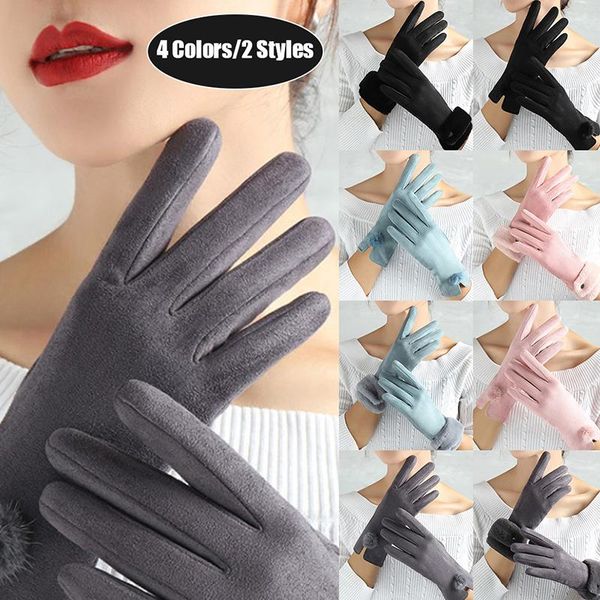 

winter women' gloves touch screen plus velvet warm mittens bicycle driving thickening cold winter warm gloves, Blue;gray