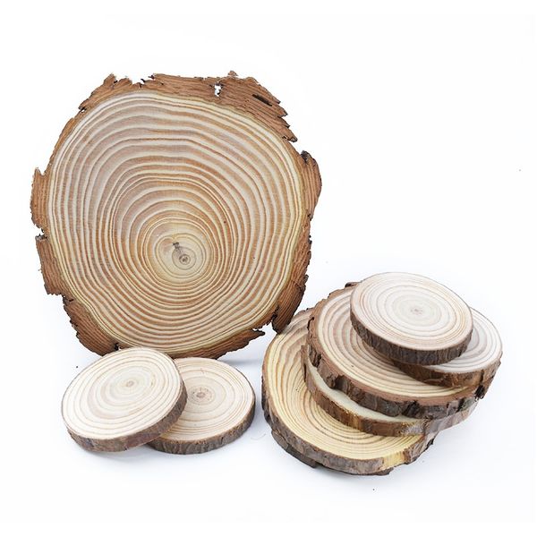 

6 15 см толщиной 1 пакет натуральные сосны круглые незаконченные ломтики древесины круги с логовкой коры дерева