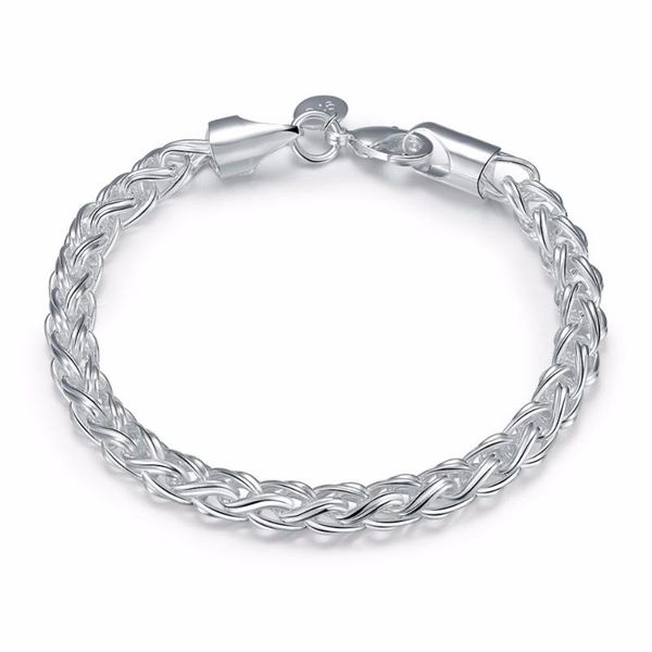 

selling 925 sterling silver lobster deduction round twisted chain silver bracelet women retro ornaments accessories, Black
