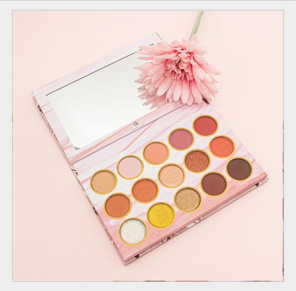 

canlen eyeshadow new 15 color eye shadow palette pearl light matte compact portable peach blossom makeup pink plate