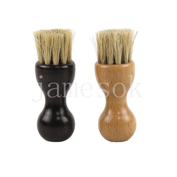 Escova de sapato de cerdas naturais, cabaça de cabelo de porco, cabo de madeira, bota para engraxar couro, polimento de limpeza doméstica DE181