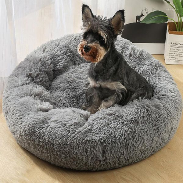 

kennels & pens super soft dog bed round washable long plush kennel cat house velvet mats sofa for chihuahua basket pet bed1