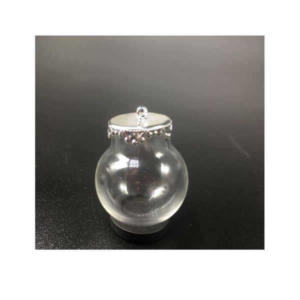 

20sets 25x15mm light bulb glass globes with metal flower base tray jewelry necklace hollow glass orbs diy wishing jllvyp, Black