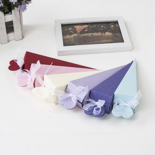 

10pcs wedding candy box cone shape gift packaging boxes bag with multicolor birthday party favor paper gift box