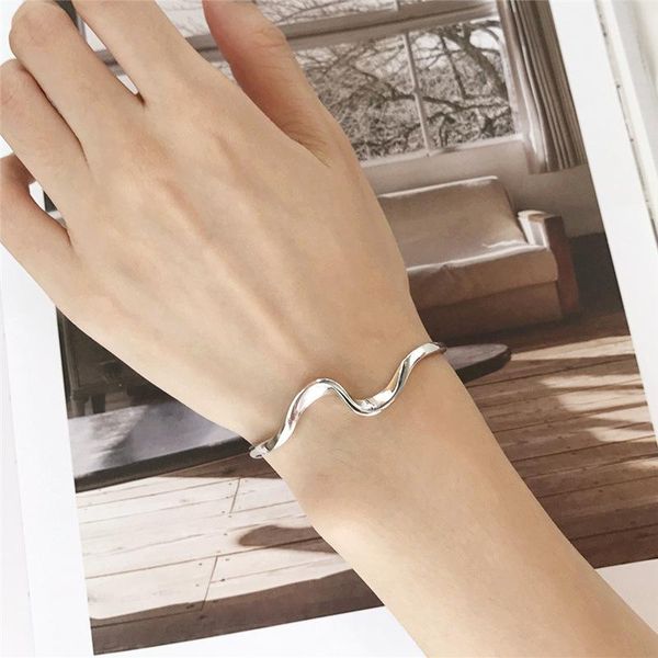 

bangle miuoxion wholesale retro wave shaped bracelet simple fashion personality jewelry for women feature namour charm gift all seasons, Black