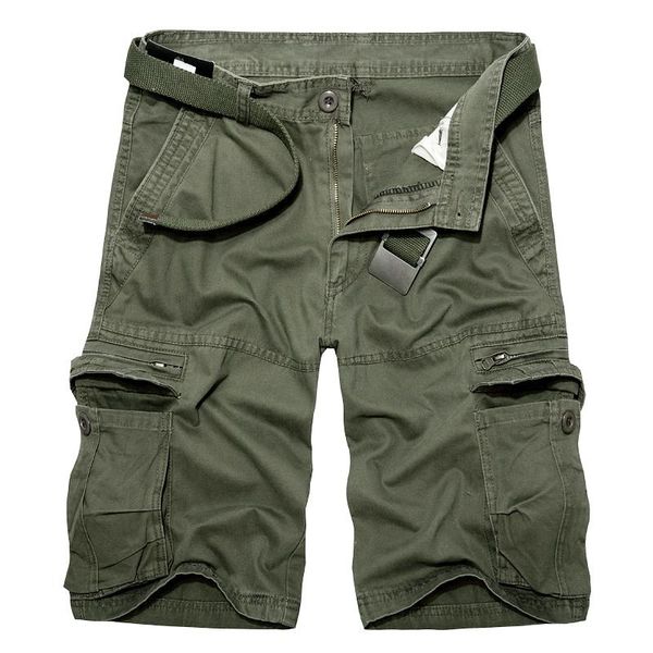 

men's shorts 2021 mens cargo summer army green cotton men loose multi-pocket homme casual bermuda trousers, White;black
