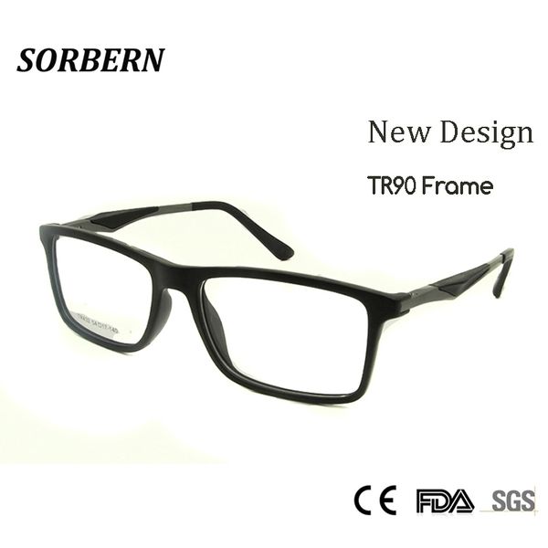 

sorbern new tr90 glasses frame men square nerd glass prescription eye lenses mens eyewear frames t200428, Silver