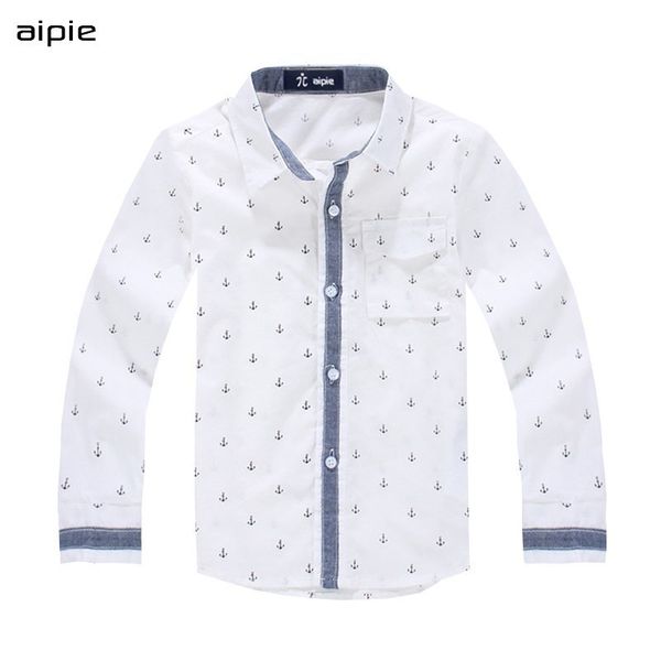 

new brand fashion children shirts printing anchor pattern cotton 100% long-sleeved boy's shirts fit for 3-14 years kids shirts lj200814, White;black