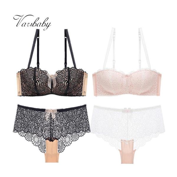 

varsbaby half cup ultra-thin lace ladies floral underwear 2 bra sets/lot, Red;black
