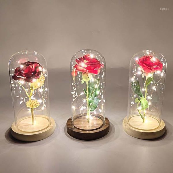 

rose in glass dome romantic eternal red rose in flask led lamp wedding decor valentine mother's day gift1