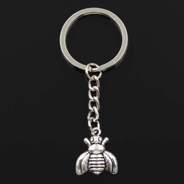 

fashion bee 21x18mm pendant 30mm key ring metal chain silver color men car gift souvenirs keychain dropshipping