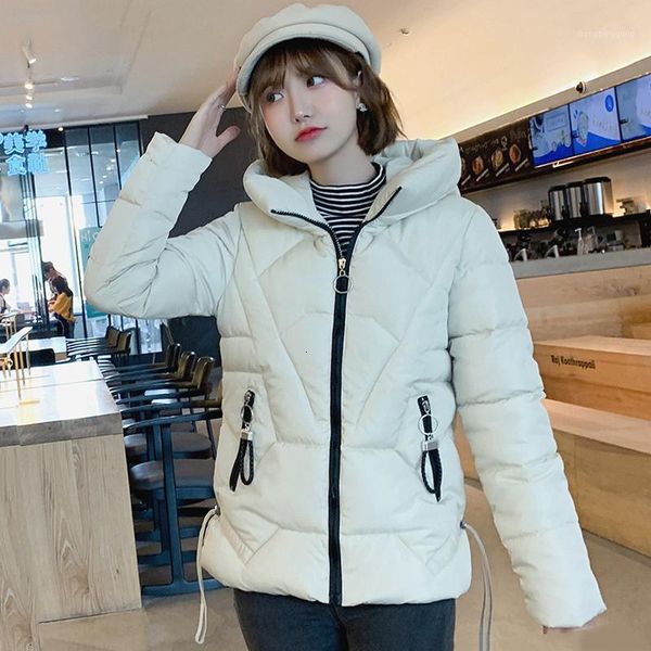 

2019 buy winter jacket women 5 colors slim hooded women's jacket cotton coated women's casual short park1, Black