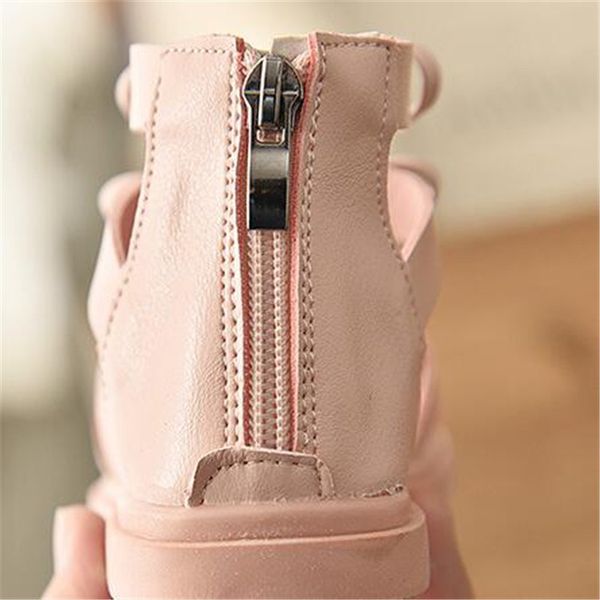 

girls leather gladiator sandals bowknot children cut out beach shoes flat heel fashion sandal shoe q1214, Black;red