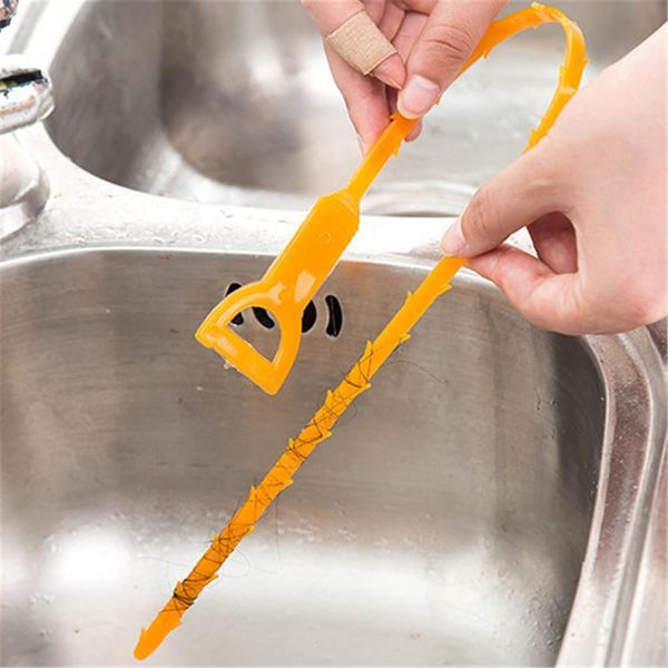 

bathroom toilet kitchen drain removes clogged hairs cleaning brush snake shaped sink cleaner for home 1pcs h sqcelr