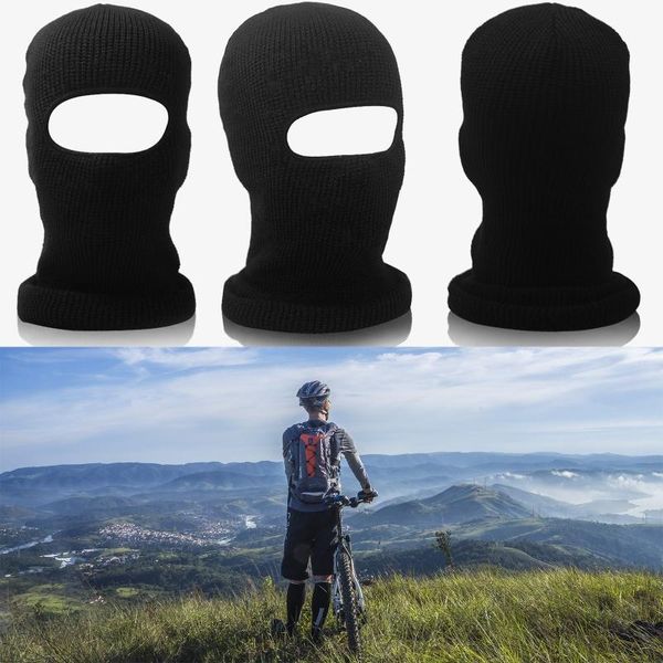 

men women winter knitted one hole ski mask black balaclava beanies hat outdoor cycling windproof helmet lining earflap full face, Blue;gray