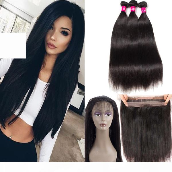 

8a remy brazilian virgin hair body wave & straight with 360 full lace closure 8a brazilian peruvian malaysian indian human hair weave bundle, Black;brown