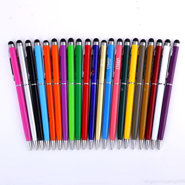 

22 colors metal ballpoint pen creative stylus touch for writing stationery office & school ballpen black blue lnk custom order, Blue;orange