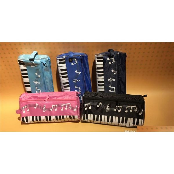 

music theme keyboard pencil case waterproof zipper pen bag 5 colors with cartoon music note pencil ruler gift mqxdh