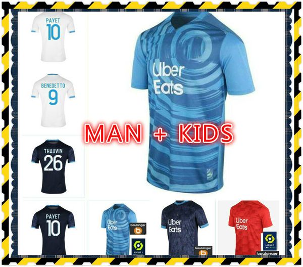 

men + kids kits olympique de marseille soccer jersey thrid 20 21 om 2020 2021 maillot foot payet thauvin benedetto maillots football shirt, Black;yellow