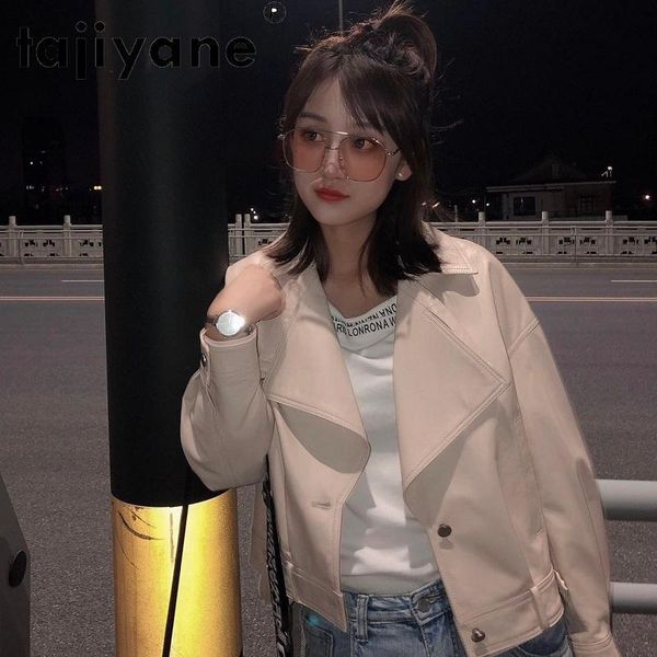 

tajiyane 2021 women korean autumn clothes real sheepskin jacket womens white jackets clothing mujer chaqueta tn1967, Black