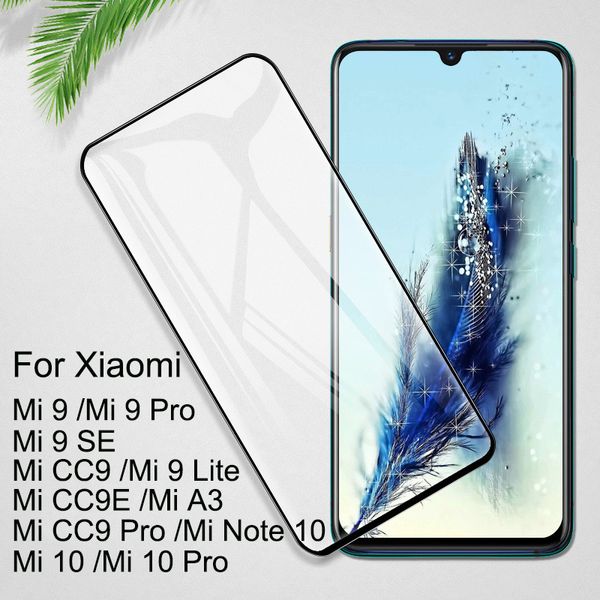 Capas de caixas de vidro temperado para Xiaomi Mi 9 10 Nota 10 Pro Protetor de tela 9h para Xiomi Mi 9 SE CC9 Pro CC9E A3 MI9 Lite Tampa de vidro