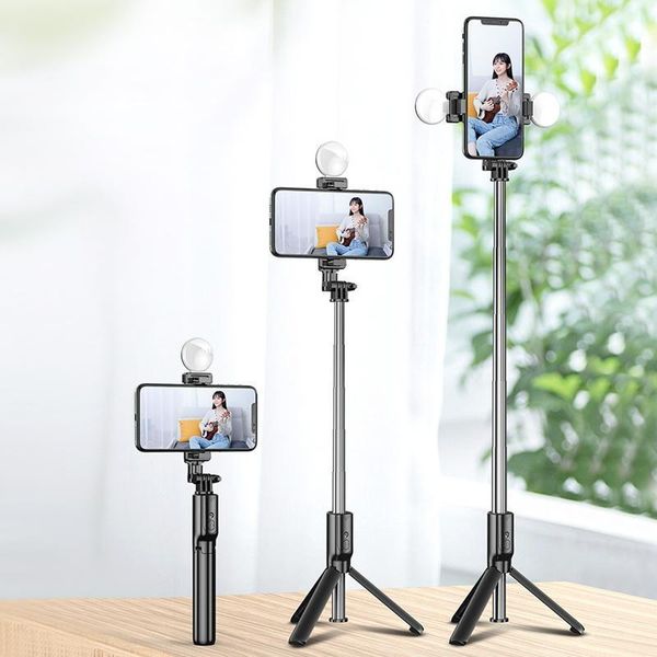 

selfie monopods 70cm bluetooth stick with tripod remote control po video fill light monopod phone holder for 11 samsung1