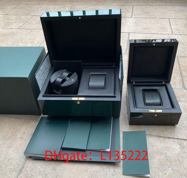 La scatola per orologi originale superiore più alta calendario perpetuo rotante scatola automatica brochure carta scatola per orologi da uomo verde