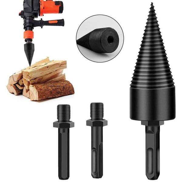 

professional hand tool sets 3pcs removable firewood log splitter drill bit, wood bits cones screw drilling tools w