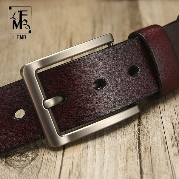 

[lfmb]leather belt men belt for men cow genuine leather strap designer belts male ceinture homme high genuine leather belt y200520, Black;brown