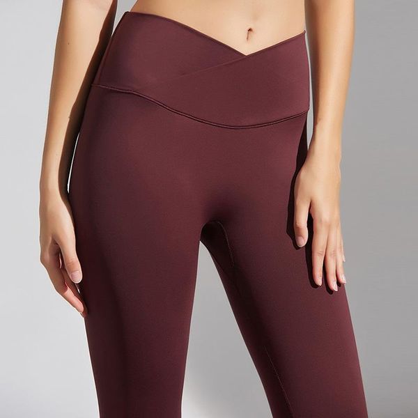 

yoga outfits chrleisure leggings for fitness breathable pants waist cross sports tights reflective printing sweatpants women, White;red