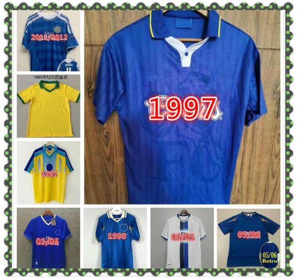 

07 08 11 12 retro hughes zola gullit classic soccer jersey 95 96 97 98 82 03 05 06 lampard torres mata ramires crespo ancient football shirt, Black;yellow