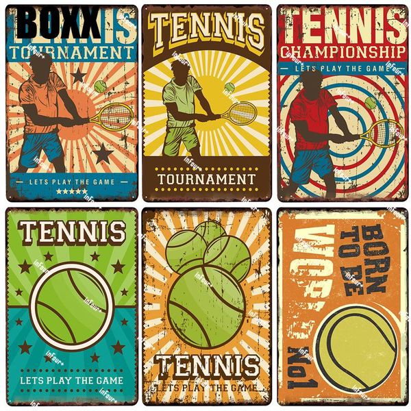 

tennis player metal plate tin sign plaque vintage pub stadium decor metal sign metal poster home decoration vintage poster
