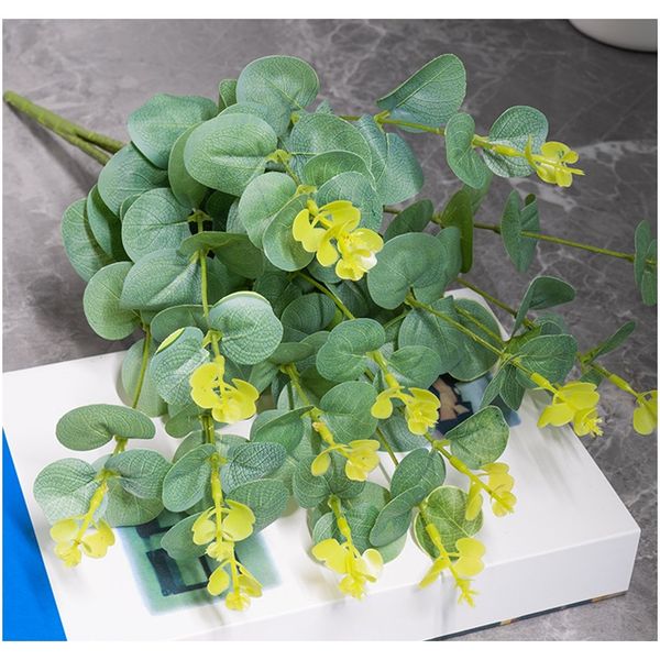 

искусственное растение eucalyptus пластиковые поддельные листья зеленые дерева ветвь для рождественской свадьбы diy декор цветок аредиора ис