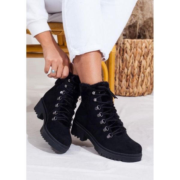 

черный цвет искусственная кожа замшевый пушистый новый сезон 2021 зима autmn мода стильный стандартный прессформер шнуровки женщин женские с, Black