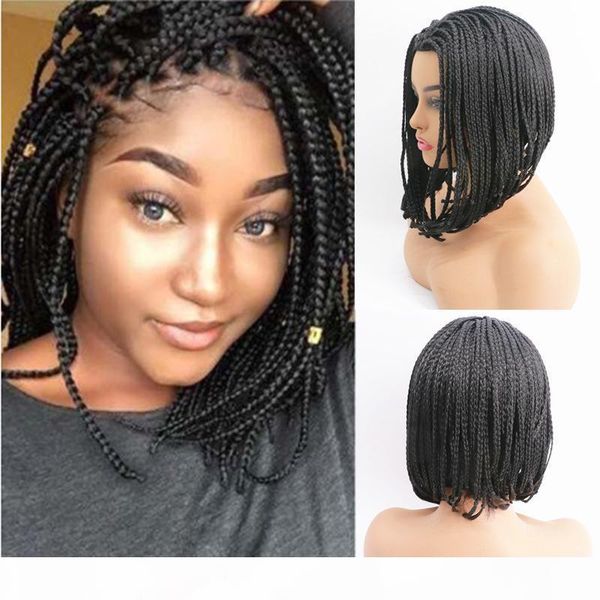 

non front lace non hand hook wigs fashionable african dirty braid three braided wig women's black synthetic wig